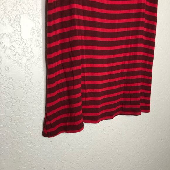 Cabi Sweet Talk maroon red striped ruffle hem jersey knit top Small #3631 - Picture 11 of 14